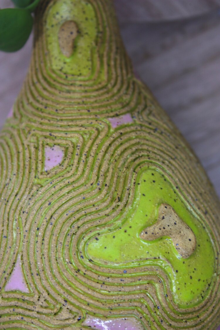 Retro Topographical Bud Vase