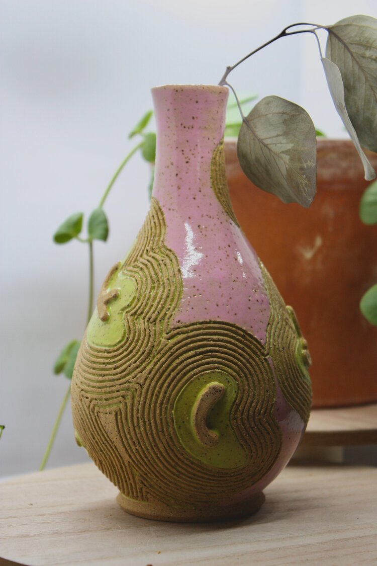 Retro Topographical Bud Vase