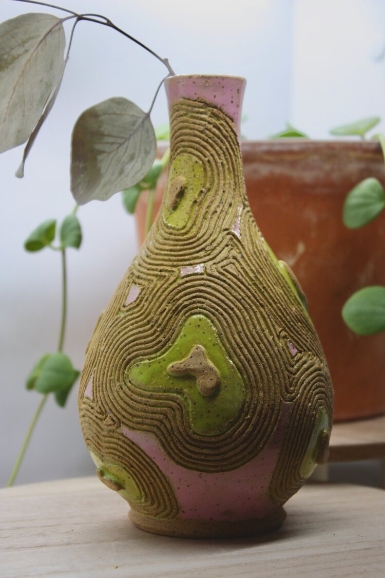 Retro Topographical Bud Vase